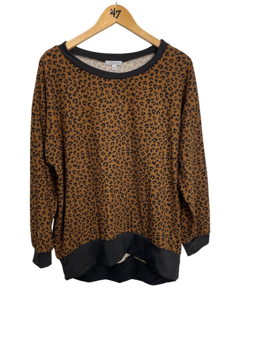 White Birch Sweatshirt Medium Leopard Sweater Brown Black Animal Print Comfort